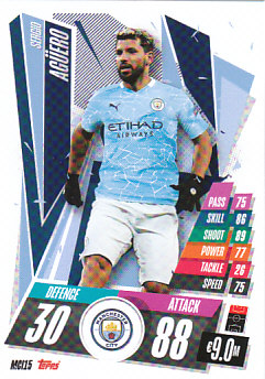 Sergio Aguero Manchester City 2020/21 Topps Match Attax CL #MCI15